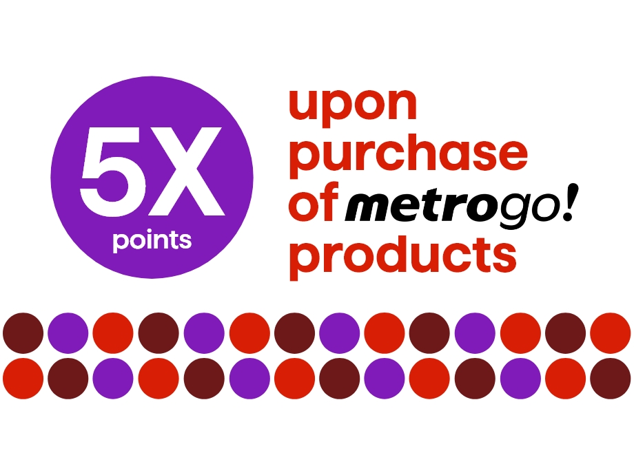earn 5× points upon purchase of metrogo! products