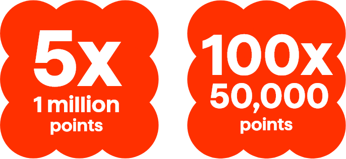 5X 1 million de point - 100X 50000 points