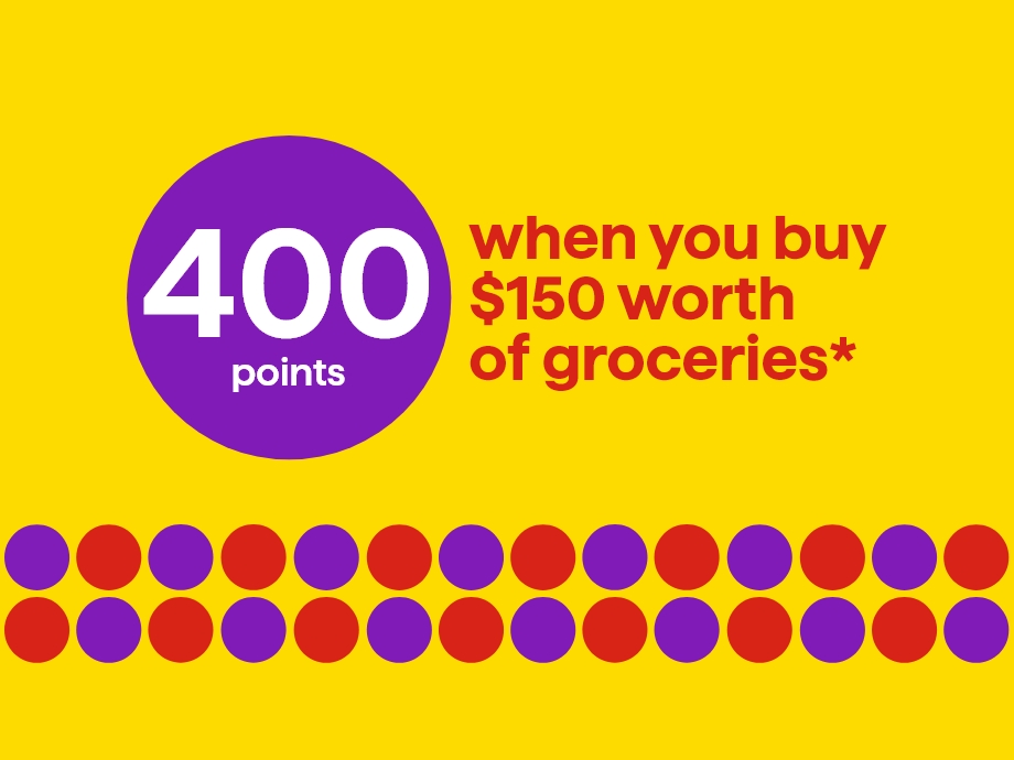 400 points when you buy $150 worth of groceries*