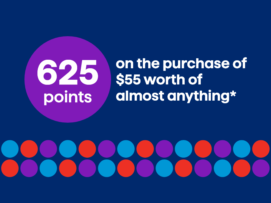 earn 625 points on the purchase of $55 worth of almost anything by presenting your Moi card.*