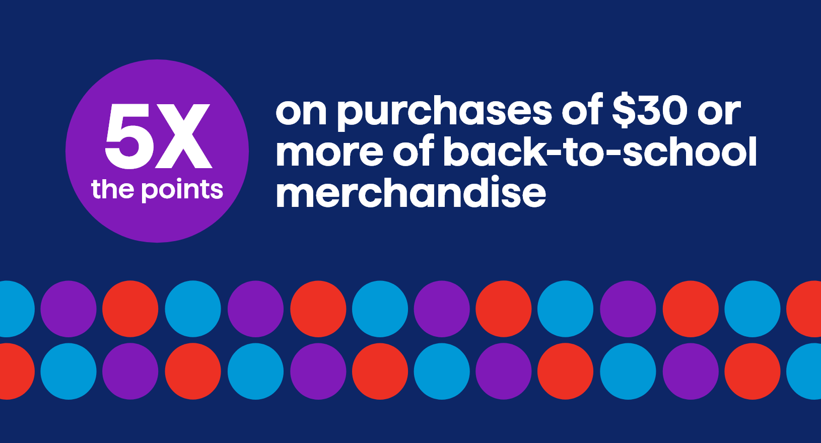 5x the points on purchases of $30 or more of back-to-school merchandise